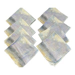 ANTHROPOLOGIE 8 Cloth Napkin Set Watercolor Tie Dye COTTON 20” Purple Tan Tags